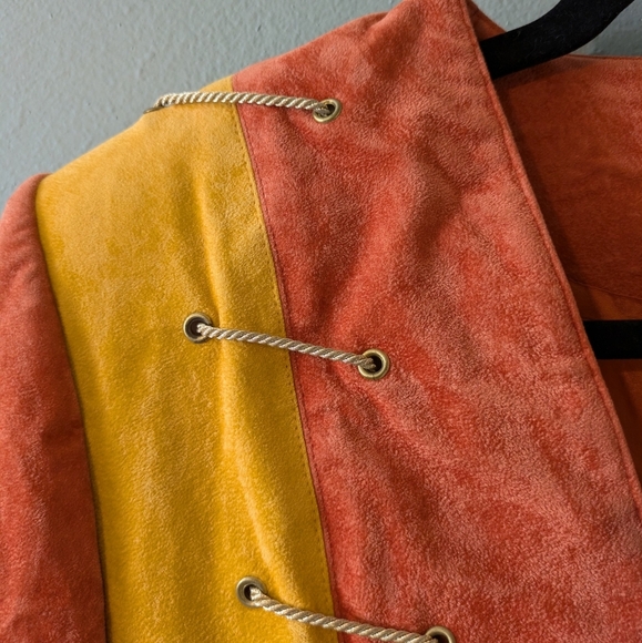 Vintage Military Style Suede  Blazer Jacket Size L - Picture 3 of 6